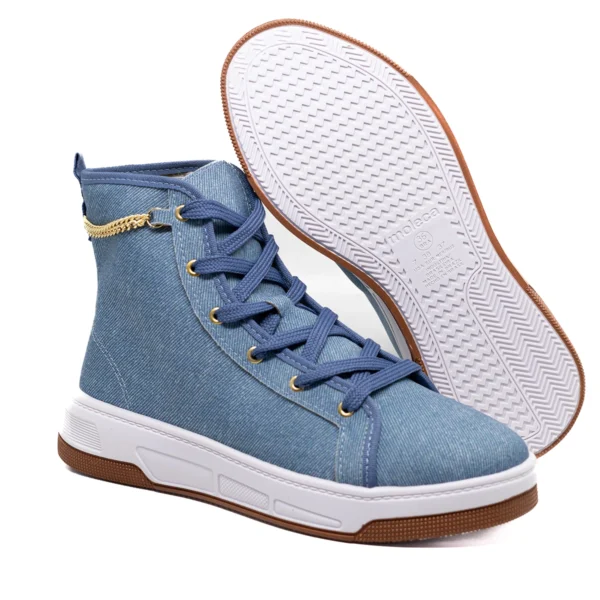 Bota Feminina Moleca Lona Azul Jeans - Imagem 3