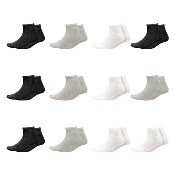 Kit 12 Pares Meias Soquete Lisa Unissex - Imagem 2