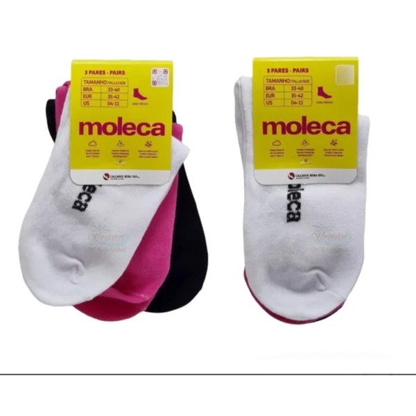 Kit 3 pares Meia Moleca Cano Médio - Imagem 3